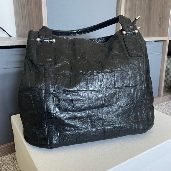 Mattioli Leather Black Reptile Handbag - Picture 1 of 16